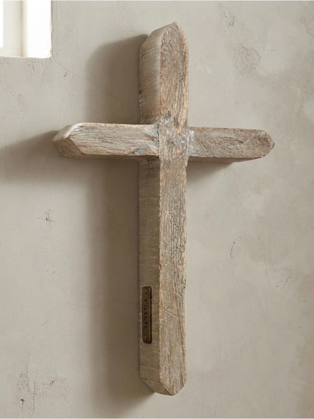 Wooden Cross Decor with metal Plex saying “FAITH”